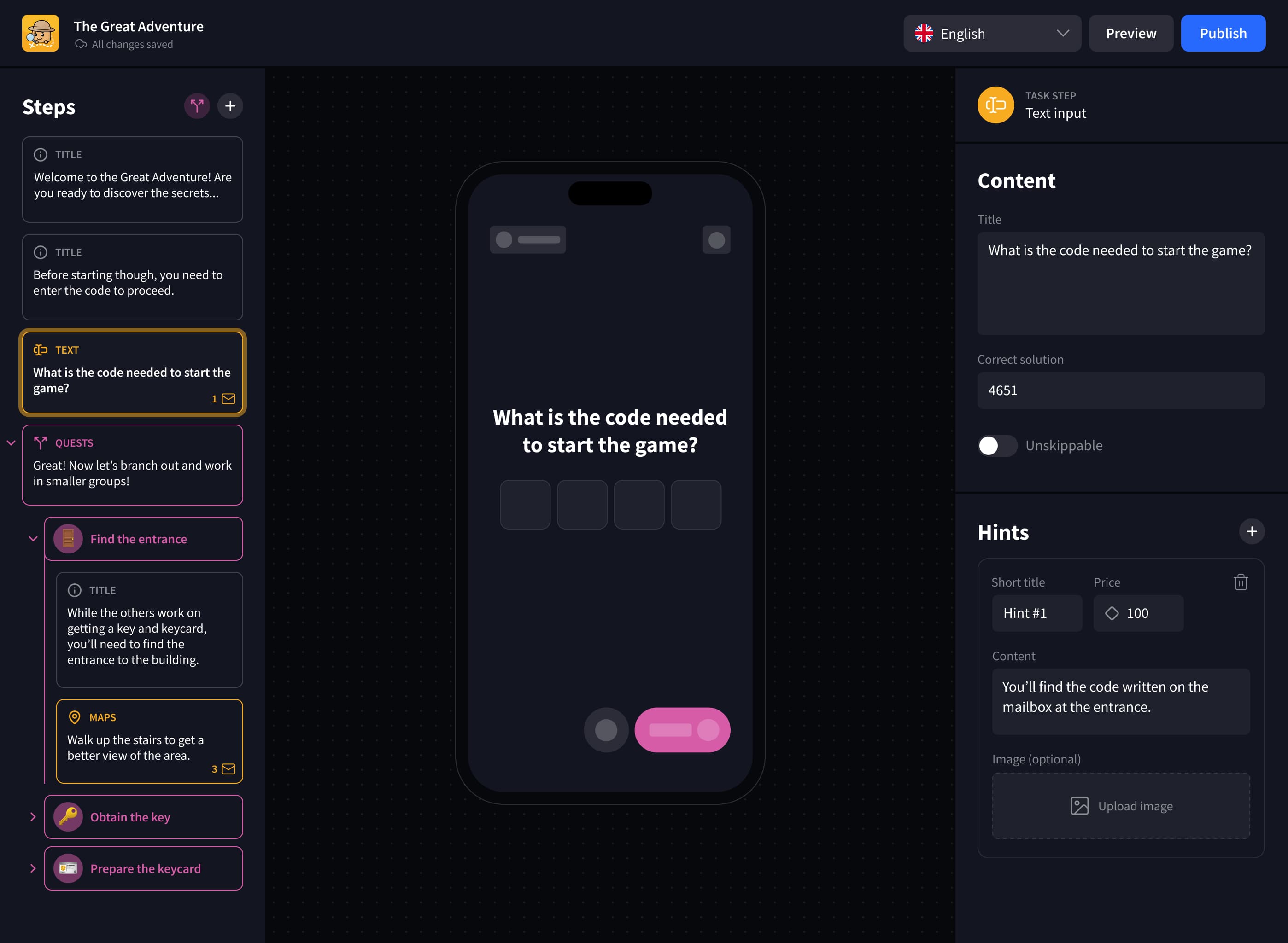 Game designer screenshot