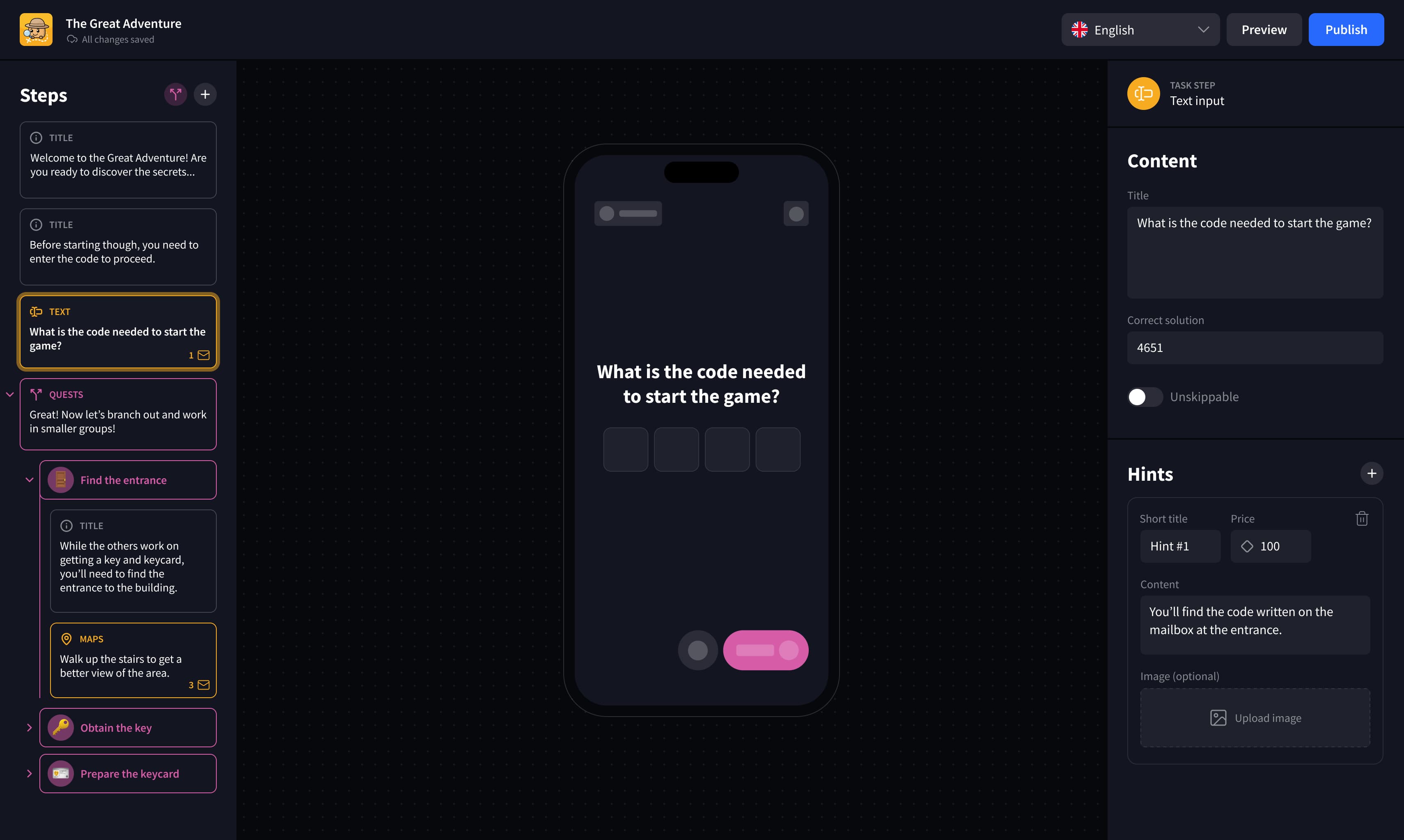 Game designer screenshot